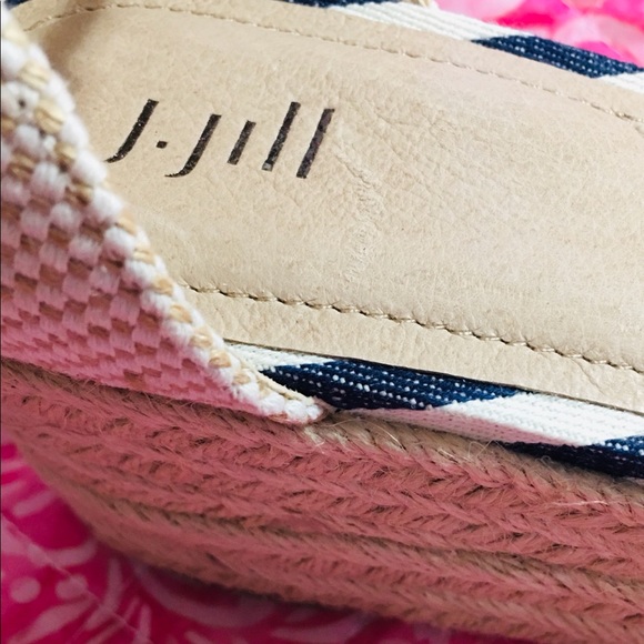 NEW J. JILL Wedge-Heel Espadrilles Cecile (Navy Blue and Cream) New. Never Worn. - Picture 5 of 11